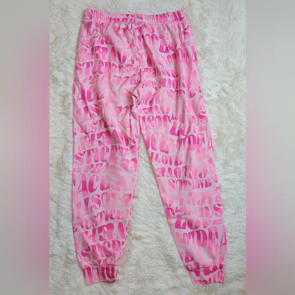 Justice Girls Hot Pink Fleece Jogger Pants Sweatpants Sweats XL plus 16p- 18p